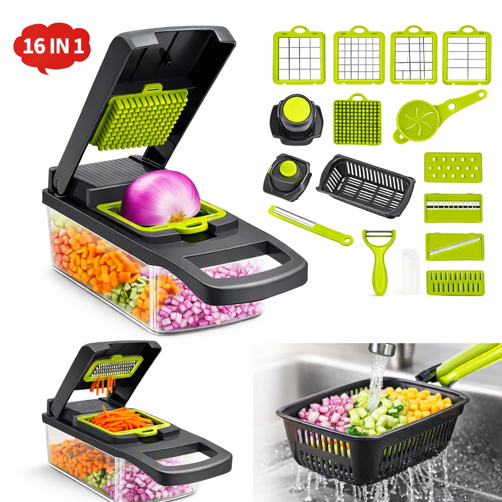 🥕 Cortador de Verduras 16 en 1 – Multifuncional ⬇️⬇️